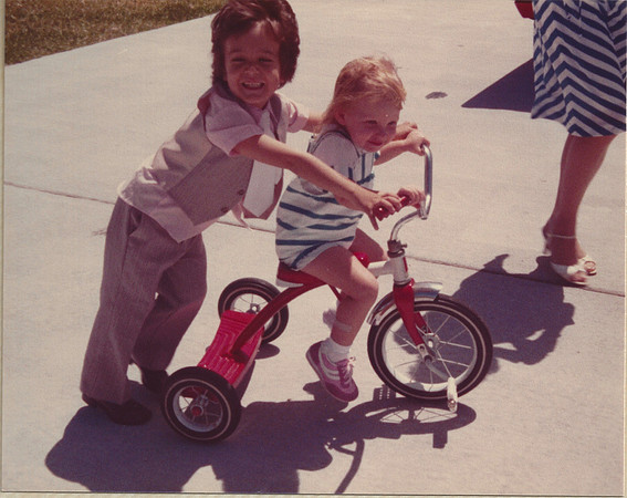 vail and sammy on tricycle